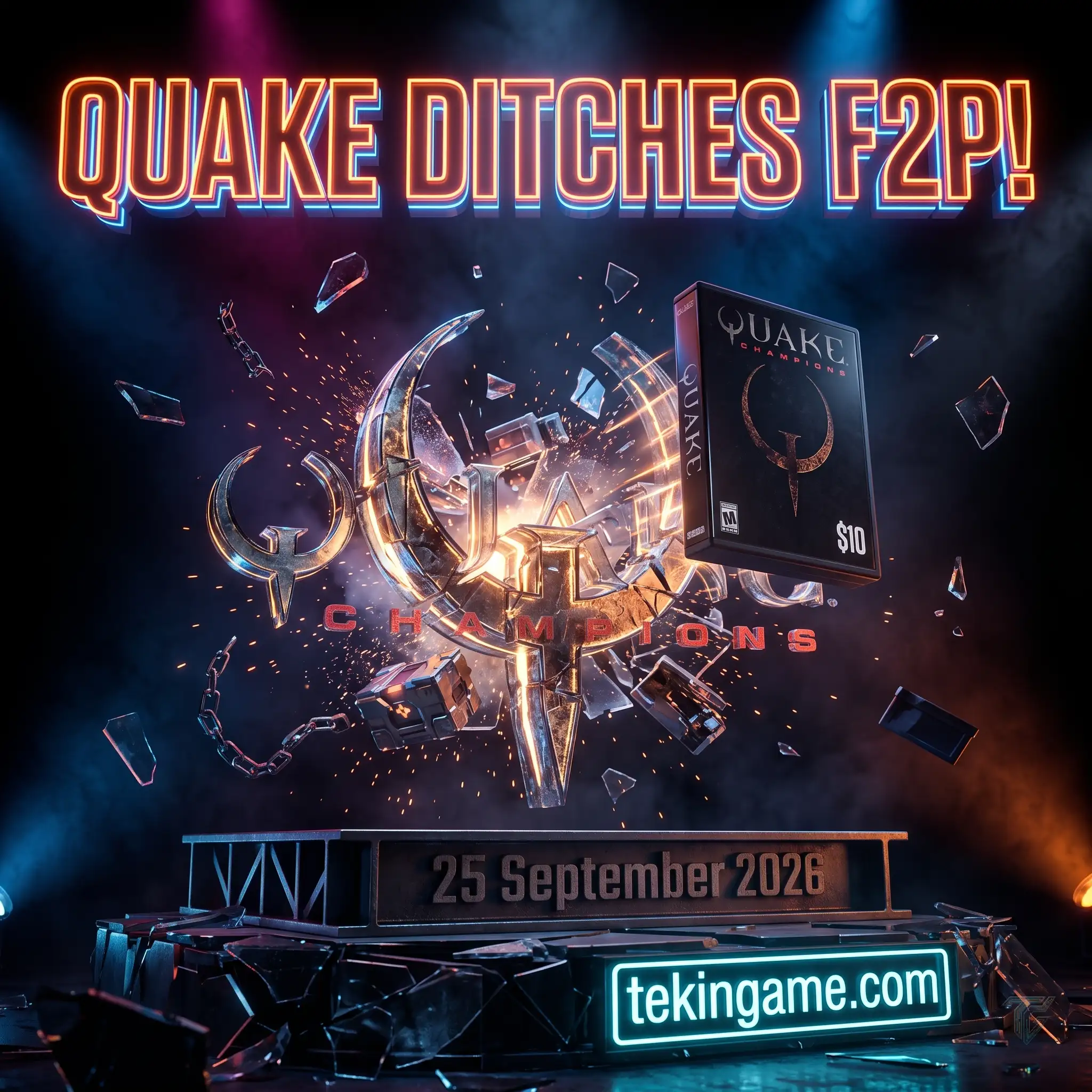🔥 پایان مدل رایگان پس از ۸ سال: بازی Quake Champions با حذف بتل‌پس و فروشگاه داخلی، به محصول پولی ۱۰ دلاری در استیم تبدیل شد